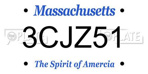 3CJZ51 Massachusetts License Plate