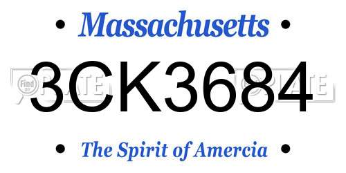 3CK3684 Massachusetts License Plate