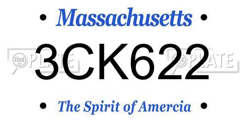 3CK622 Massachusetts License Plate