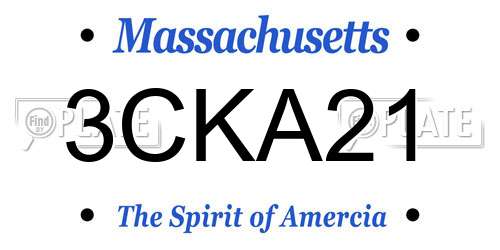 3CKA21 Massachusetts License Plate