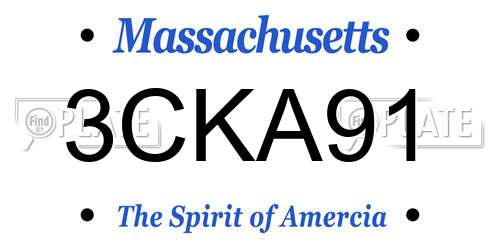 3CKA91 Massachusetts License Plate