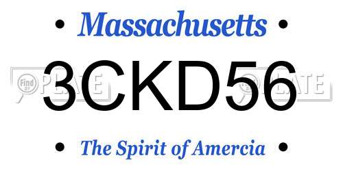 3CKD56 Massachusetts License Plate