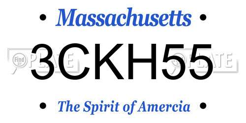 3CKH55 Massachusetts License Plate