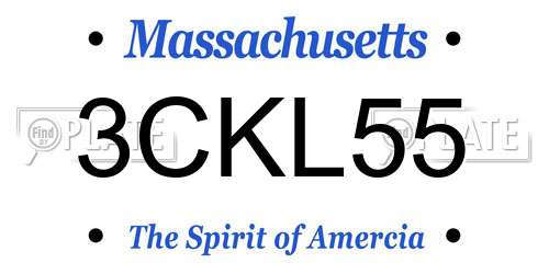 3CKL55 Massachusetts License Plate