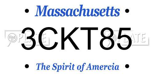 3CKT85 Massachusetts License Plate