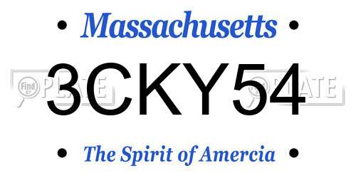 3CKY54 Massachusetts License Plate