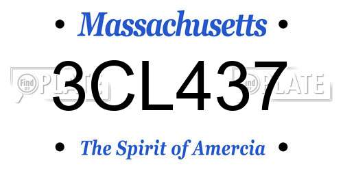 3CL437 Massachusetts License Plate