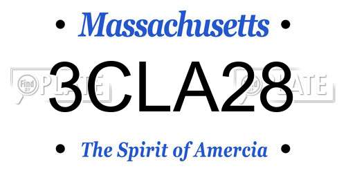 3CLA28 Massachusetts License Plate