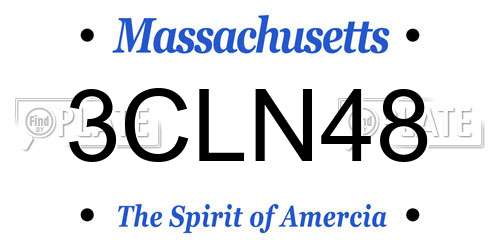 3CLN48 Massachusetts License Plate