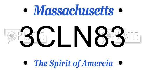 3CLN83 Massachusetts License Plate