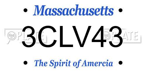 3CLV43 Massachusetts License Plate