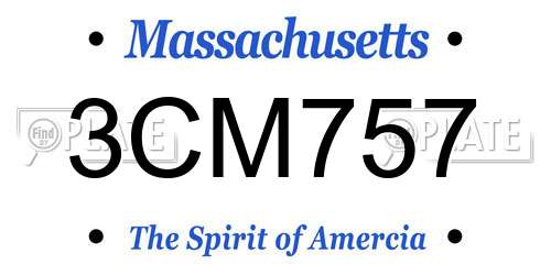 3CM757 Massachusetts License Plate