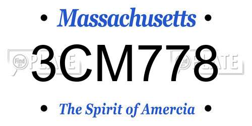 3CM778 Massachusetts License Plate