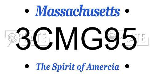 3CMG95 Massachusetts License Plate