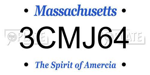 3CMJ64 Massachusetts License Plate