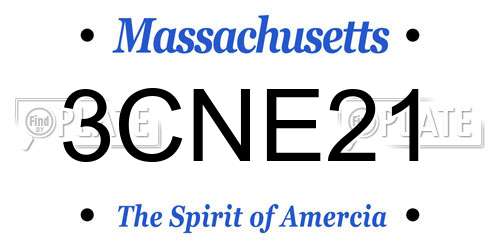 3CNE21 Massachusetts License Plate