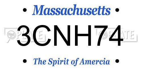 3CNH74 Massachusetts License Plate