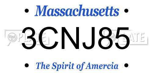 3CNJ85 Massachusetts License Plate