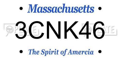 3CNK46 Massachusetts License Plate