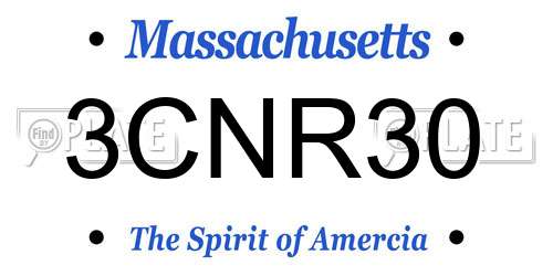 3CNR30 Massachusetts License Plate