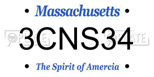 3CNS34 Massachusetts License Plate