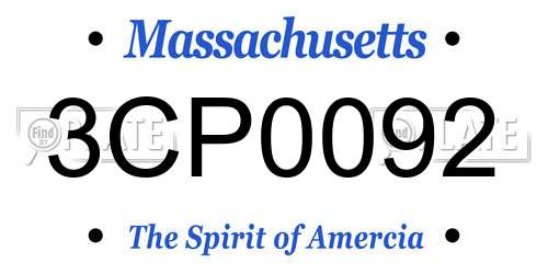 3CP0092 Massachusetts License Plate