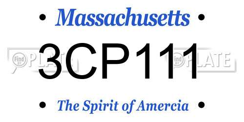 3CP111 Massachusetts License Plate