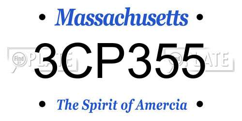 3CP355 Massachusetts License Plate