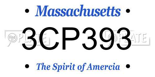 3CP393 Massachusetts License Plate