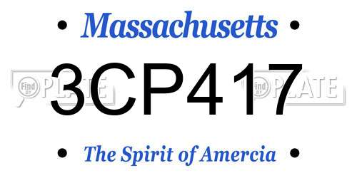 3CP417 Massachusetts License Plate
