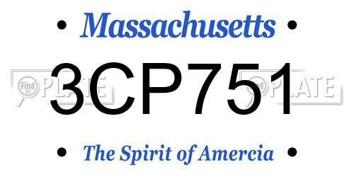 3CP751 Massachusetts License Plate