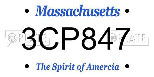 3CP847 Massachusetts License Plate