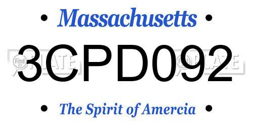 3CPD092 Massachusetts License Plate