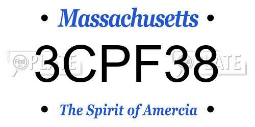 3CPF38 Massachusetts License Plate