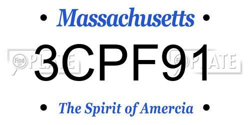 3CPF91 Massachusetts License Plate