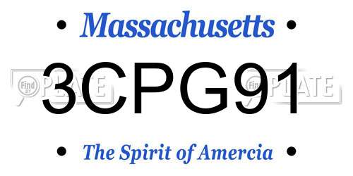 3CPG91 Massachusetts License Plate