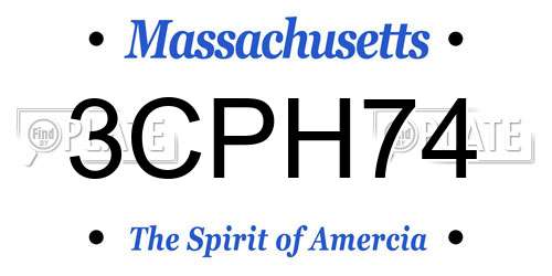3CPH74 Massachusetts License Plate