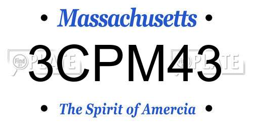 3CPM43 Massachusetts License Plate