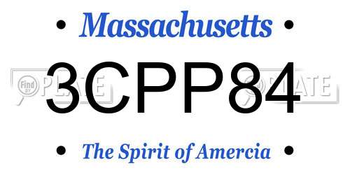 3CPP84 Massachusetts License Plate
