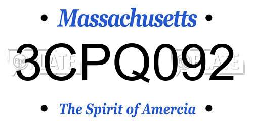 3CPQ092 Massachusetts License Plate