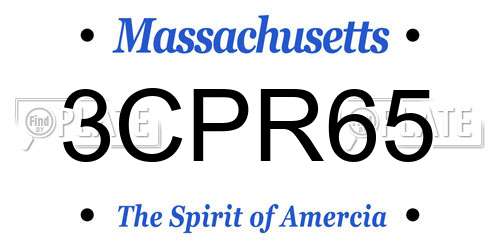 3CPR65 Massachusetts License Plate
