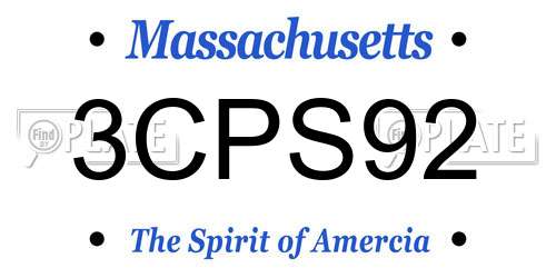 3CPS92 Massachusetts License Plate