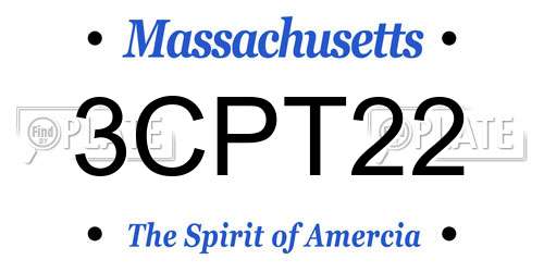 3CPT22 Massachusetts License Plate
