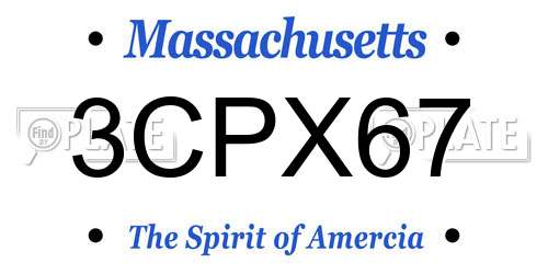 3CPX67 Massachusetts License Plate