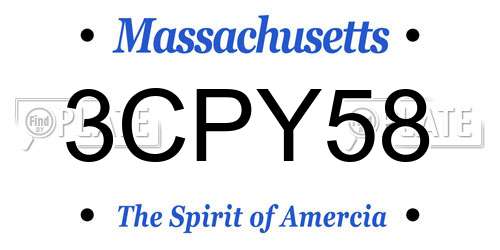 3CPY58 Massachusetts License Plate