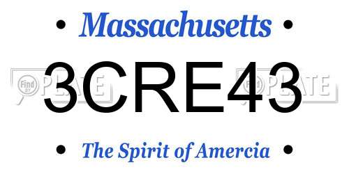 3CRE43 Massachusetts License Plate