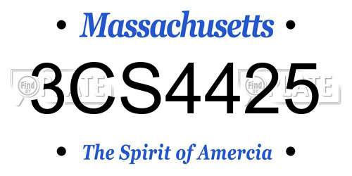 3CS4425 Massachusetts License Plate