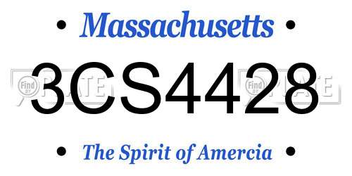 3CS4428 Massachusetts License Plate