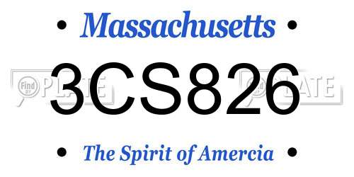 3CS826 Massachusetts License Plate