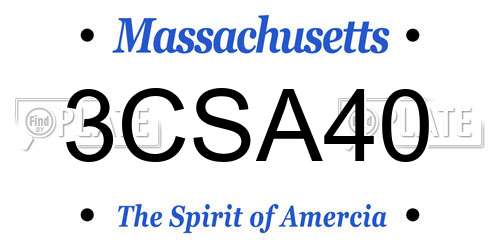 3CSA40 Massachusetts License Plate